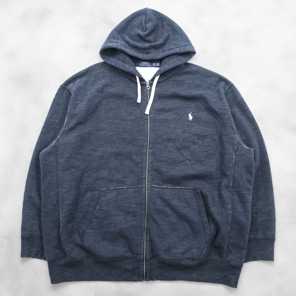 Polo Ralph Lauren リバースウィーブ ジップパーカー 3XL グレー スモールポニー 刺繍 ロゴ ビッグサイズ フロントポケット