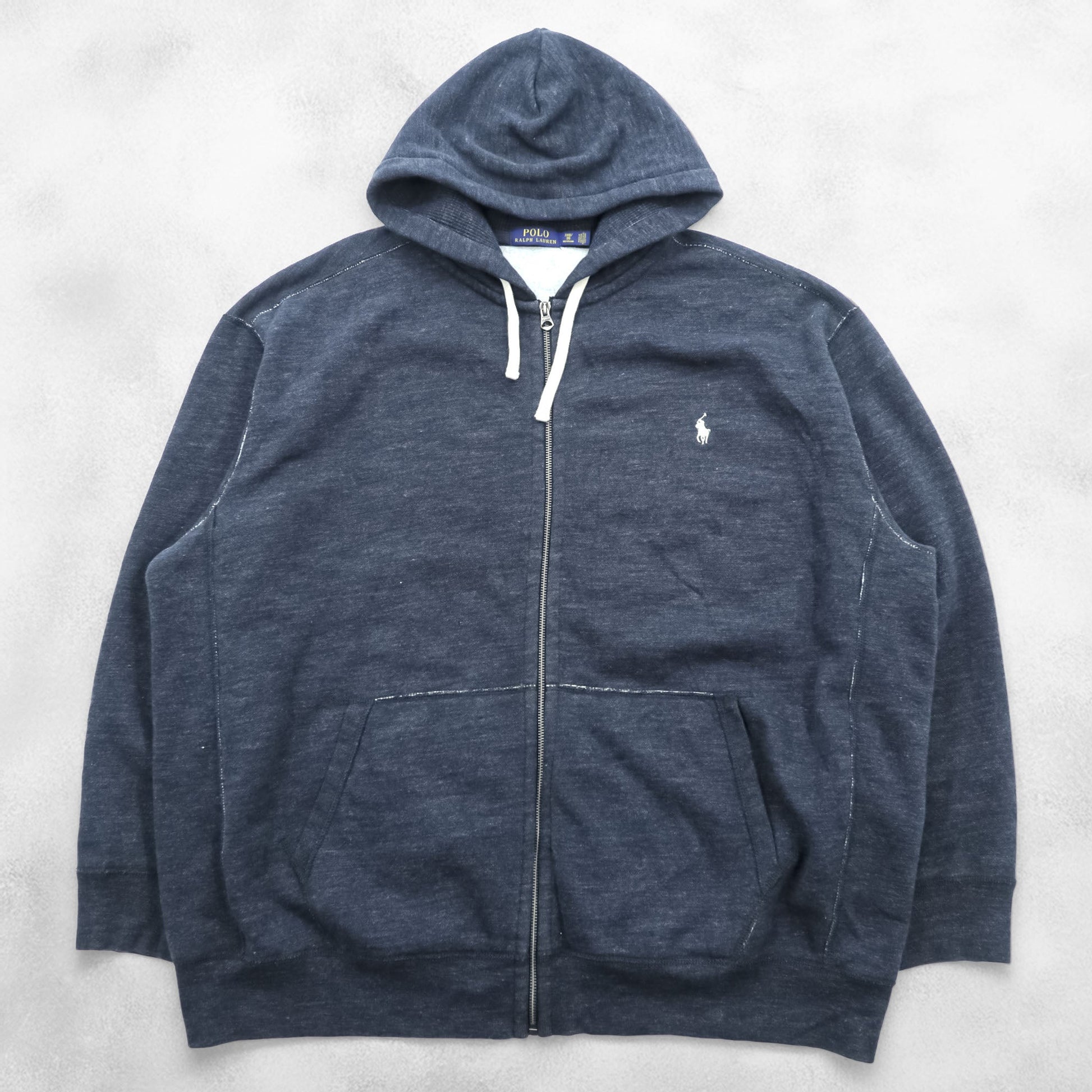 Polo Ralph Lauren リバースウィーブ ジップパーカー 3XL グレー スモールポニー 刺繍 ロゴ ビッグサイズ フロントポケット