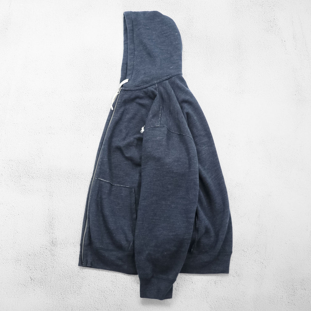 Polo Ralph Lauren リバースウィーブ ジップパーカー 3XL グレー スモールポニー 刺繍 ロゴ ビッグサイズ フロントポケット