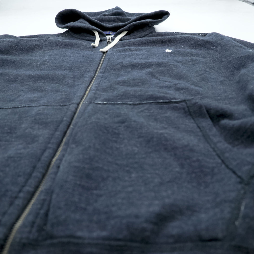 Polo Ralph Lauren リバースウィーブ ジップパーカー 3XL グレー スモールポニー 刺繍 ロゴ ビッグサイズ フロントポケット