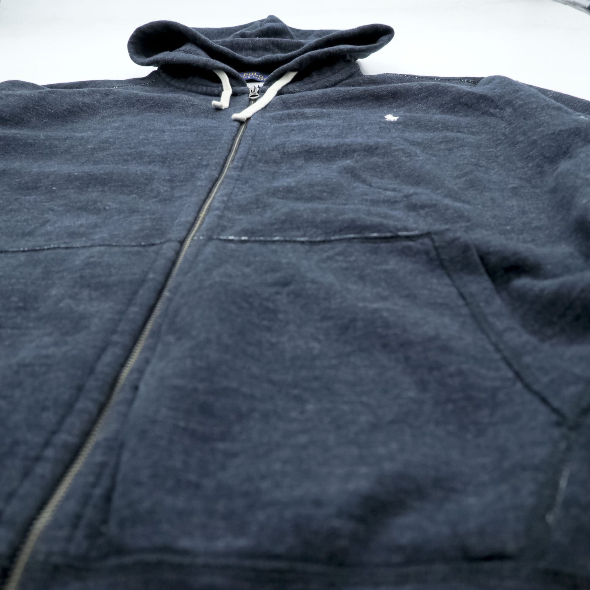 Polo Ralph Lauren リバースウィーブ ジップパーカー 3XL グレー スモールポニー 刺繍 ロゴ ビッグサイズ フロントポケット