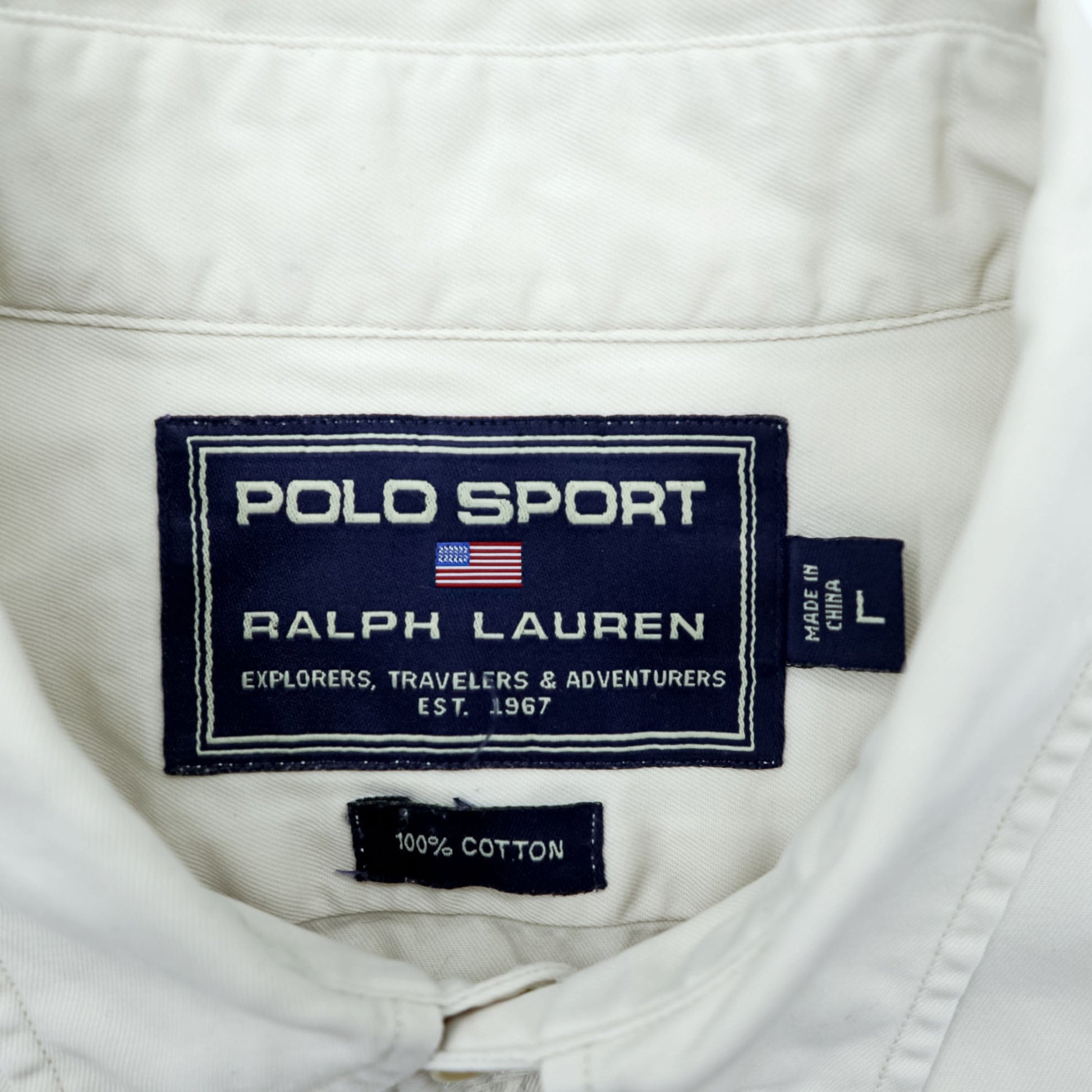 POLO SPORT RALPH LAUREN 90年代 サファリシャツ ミリタリー ワークシャツ L ベージュ フラップ 胸ポケット