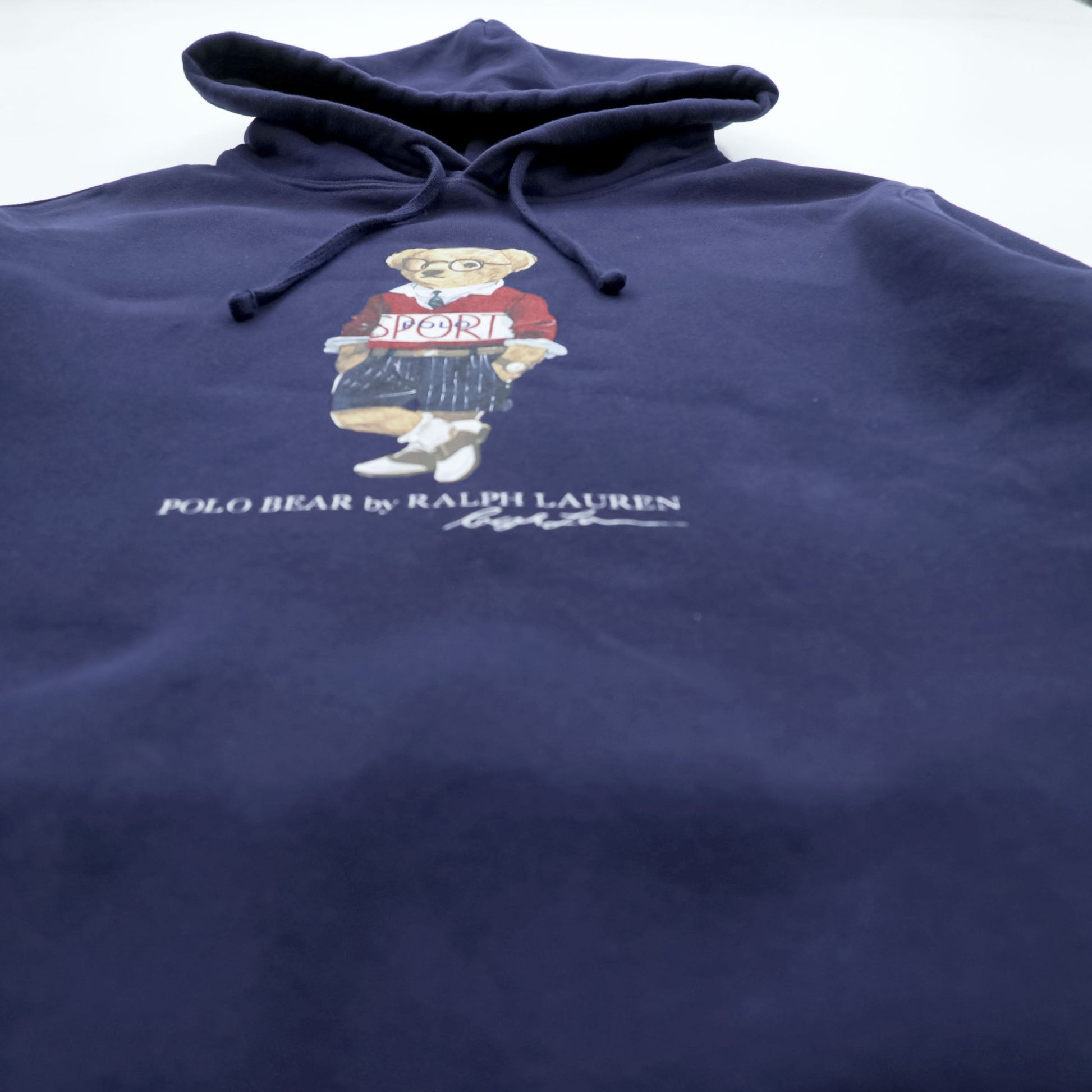 Polo Ralph Lauren ポロベア プルオーバー パーカー M ネイビー サイドポケット コットン