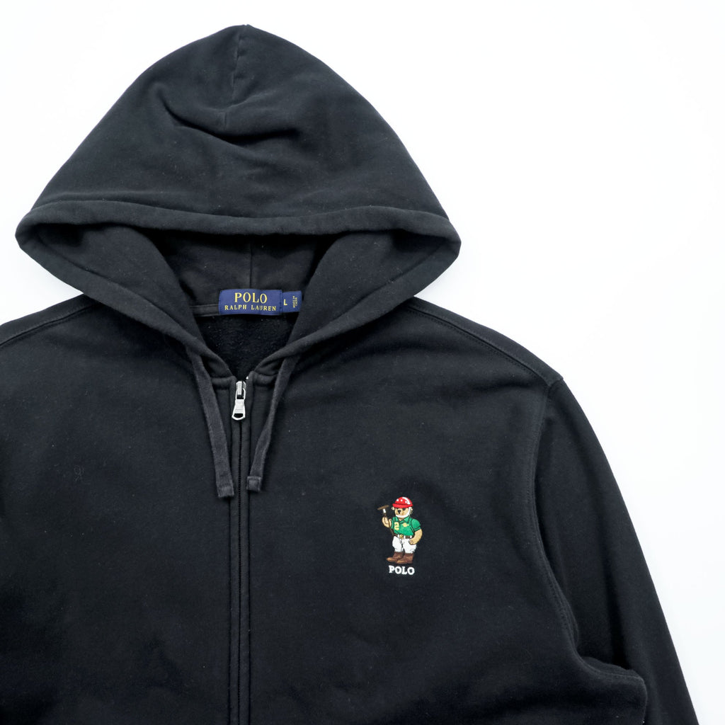 Polo Ralph Lauren ポロベア ジップパーカー L ブラック フロントポケット コットン