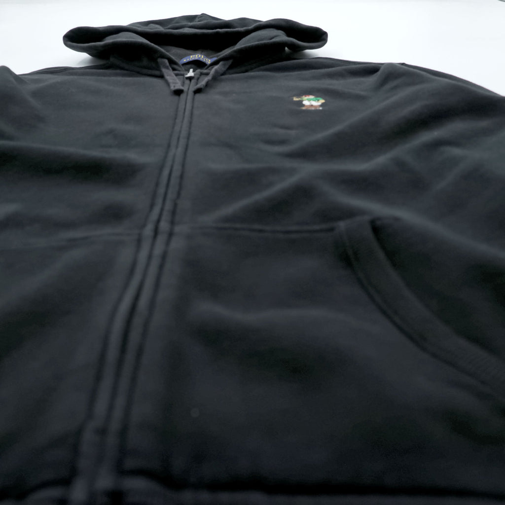 Polo Ralph Lauren ポロベア ジップパーカー L ブラック フロントポケット コットン