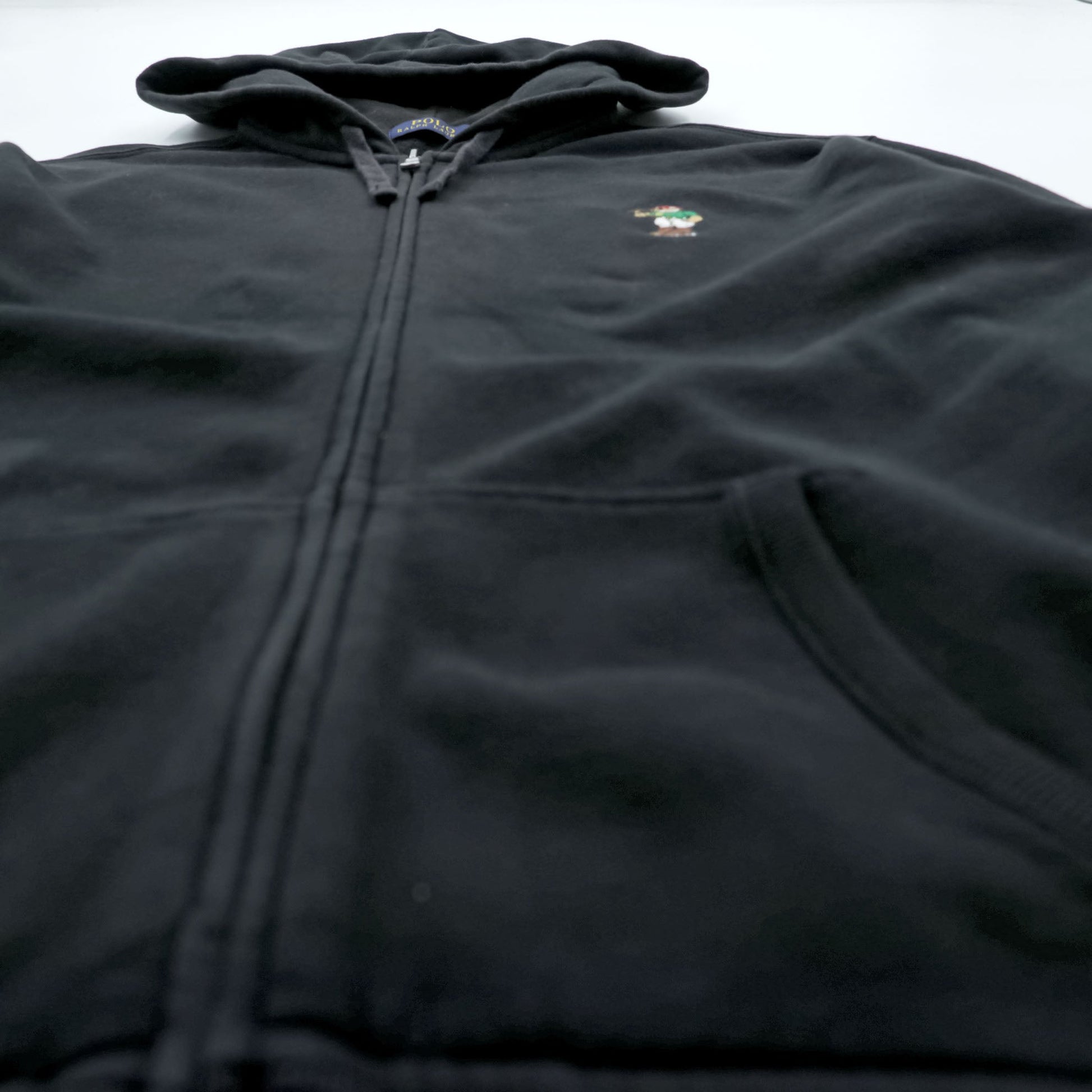 Polo Ralph Lauren ポロベア ジップパーカー L ブラック フロントポケット コットン