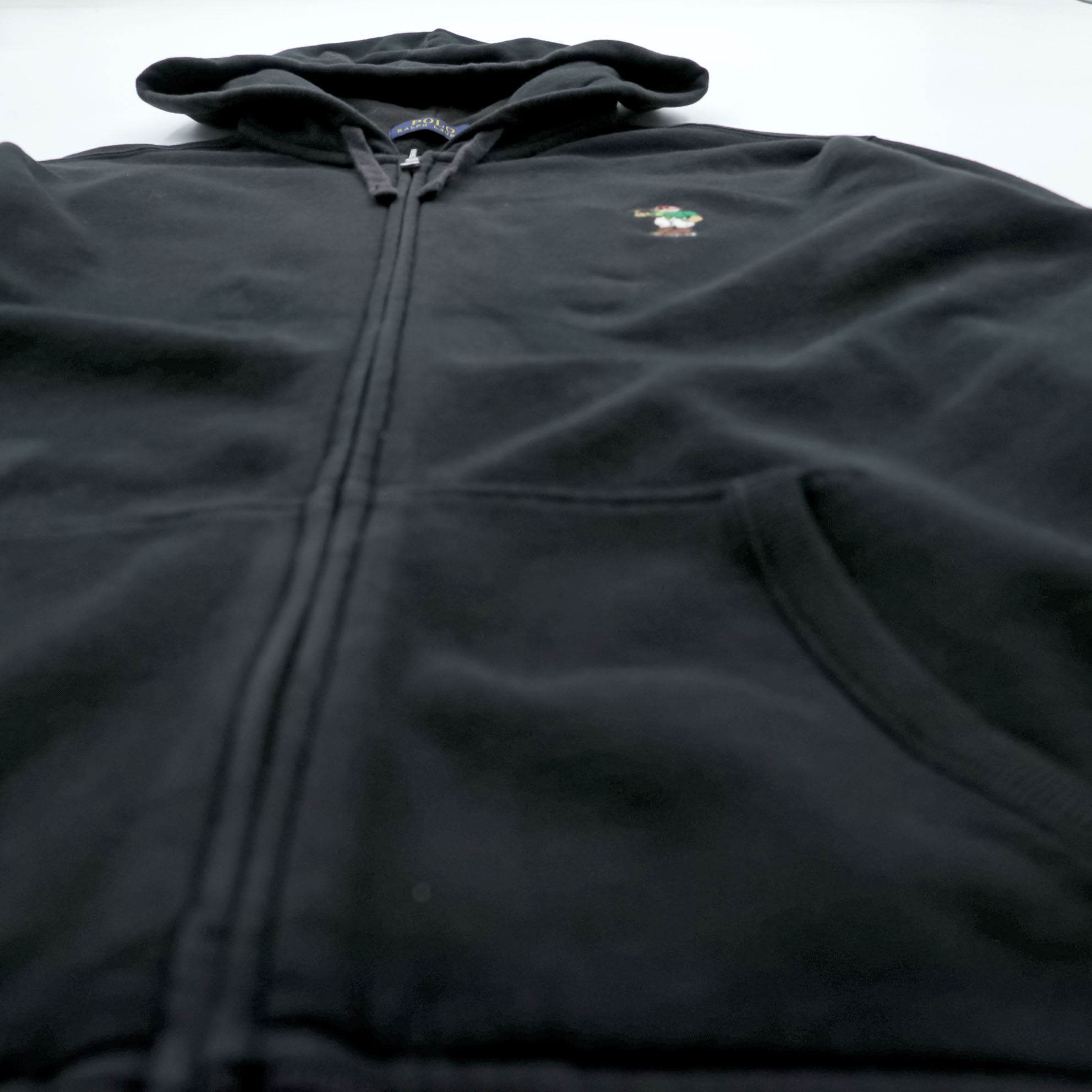 Polo Ralph Lauren ポロベア ジップパーカー L ブラック フロントポケット コットン