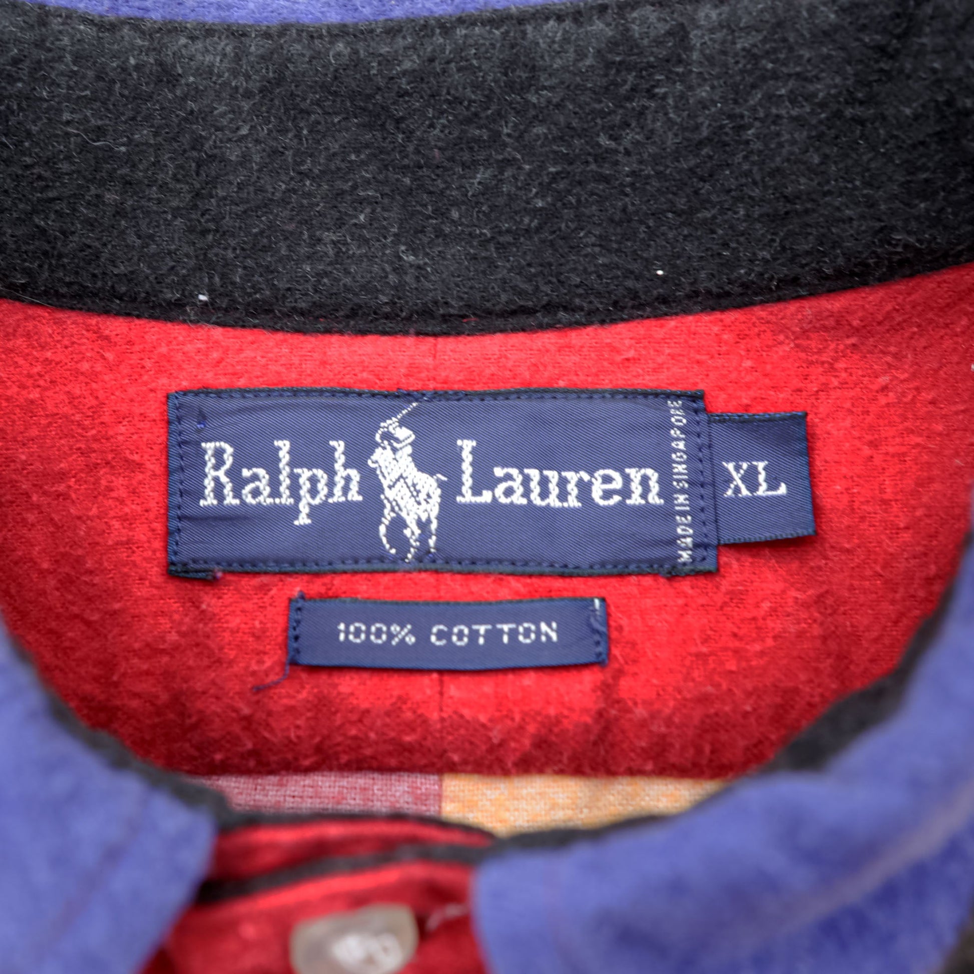 Ralph Lauren 90年代 マルチストライプ ボタンダウンシャツ XL マルチカラー クレイジーパターン スモールポニー刺繍