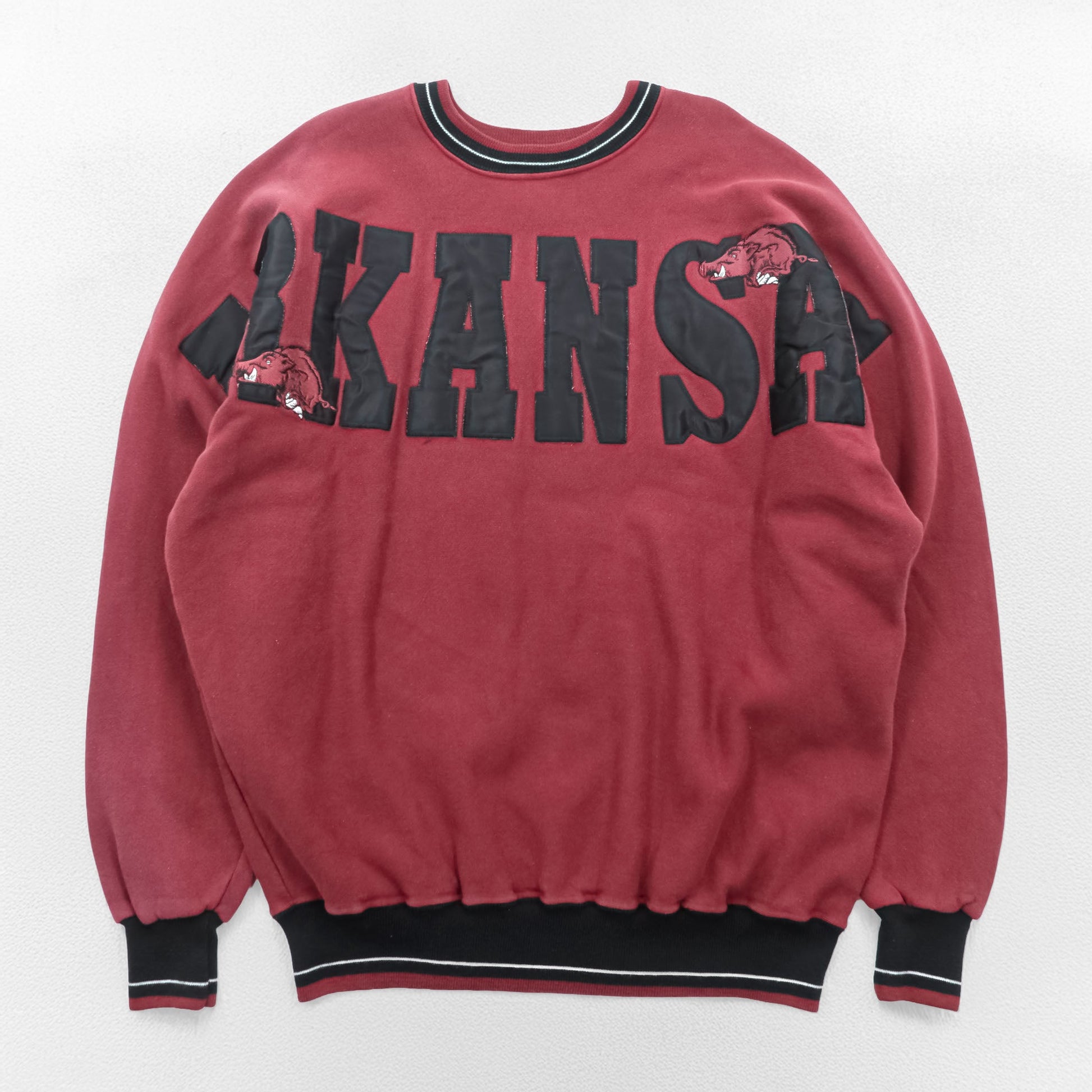 LEGENDS ATHLETIC 90年代 USA製 ヴィンテージ カレッジ スウェット トレーナー L ボルドー リブライン LEGENDS NCAA ARKANSAS