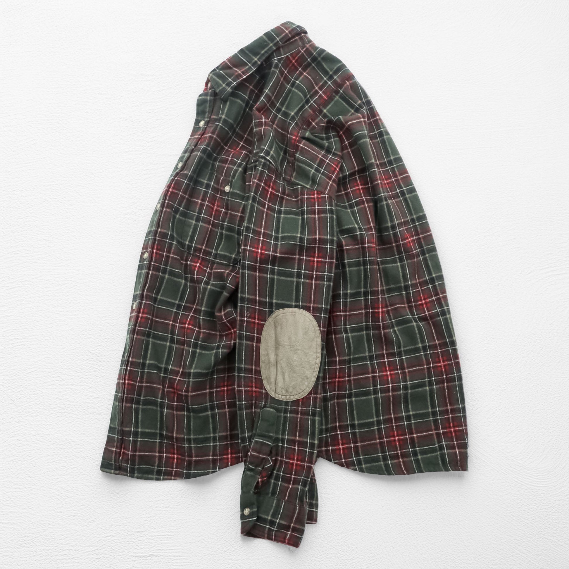PENDLETON フランネルシャツ 長袖 ウールシャツ L チェック グリーン エルボーパッチ 胸ポケット VIRGIN WOOL