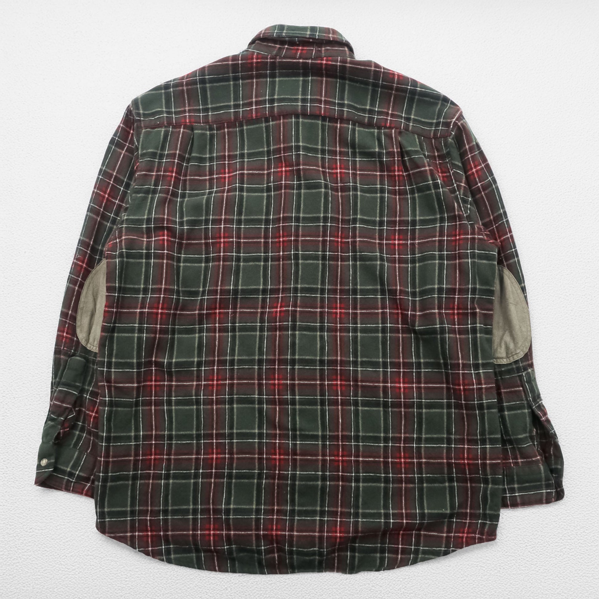 PENDLETON フランネルシャツ 長袖 ウールシャツ L チェック グリーン エルボーパッチ 胸ポケット VIRGIN WOOL