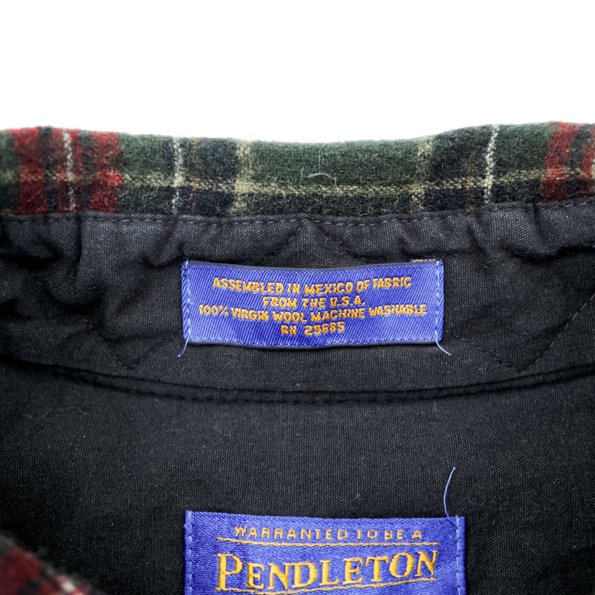 PENDLETON フランネルシャツ 長袖 ウールシャツ L チェック グリーン エルボーパッチ 胸ポケット VIRGIN WOOL