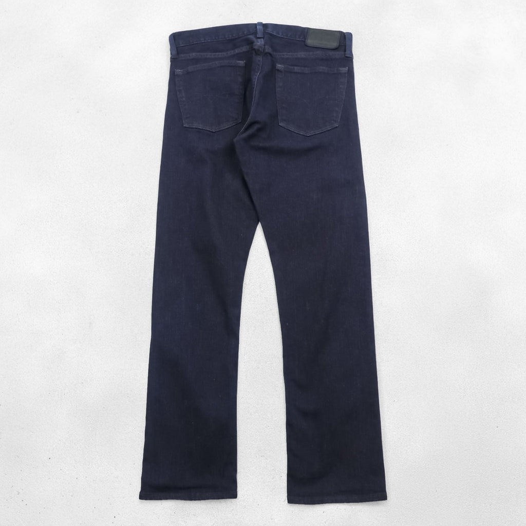 Polo Ralph Lauren デニムパンツ ジーンズ M ストレッチ インディゴ ネイビー 濃紺 スリム ストレート レザーパッチ THE VARICK SLIM STRAIGHT