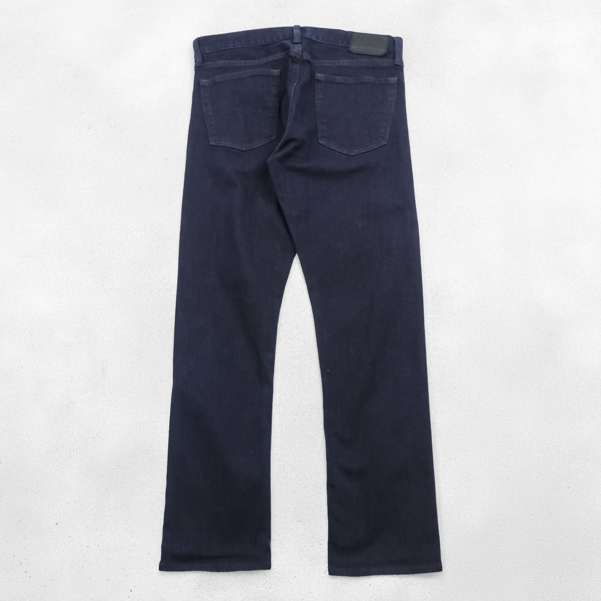Polo Ralph Lauren デニムパンツ ジーンズ M ストレッチ インディゴ ネイビー 濃紺 スリム ストレート レザーパッチ THE VARICK SLIM STRAIGHT
