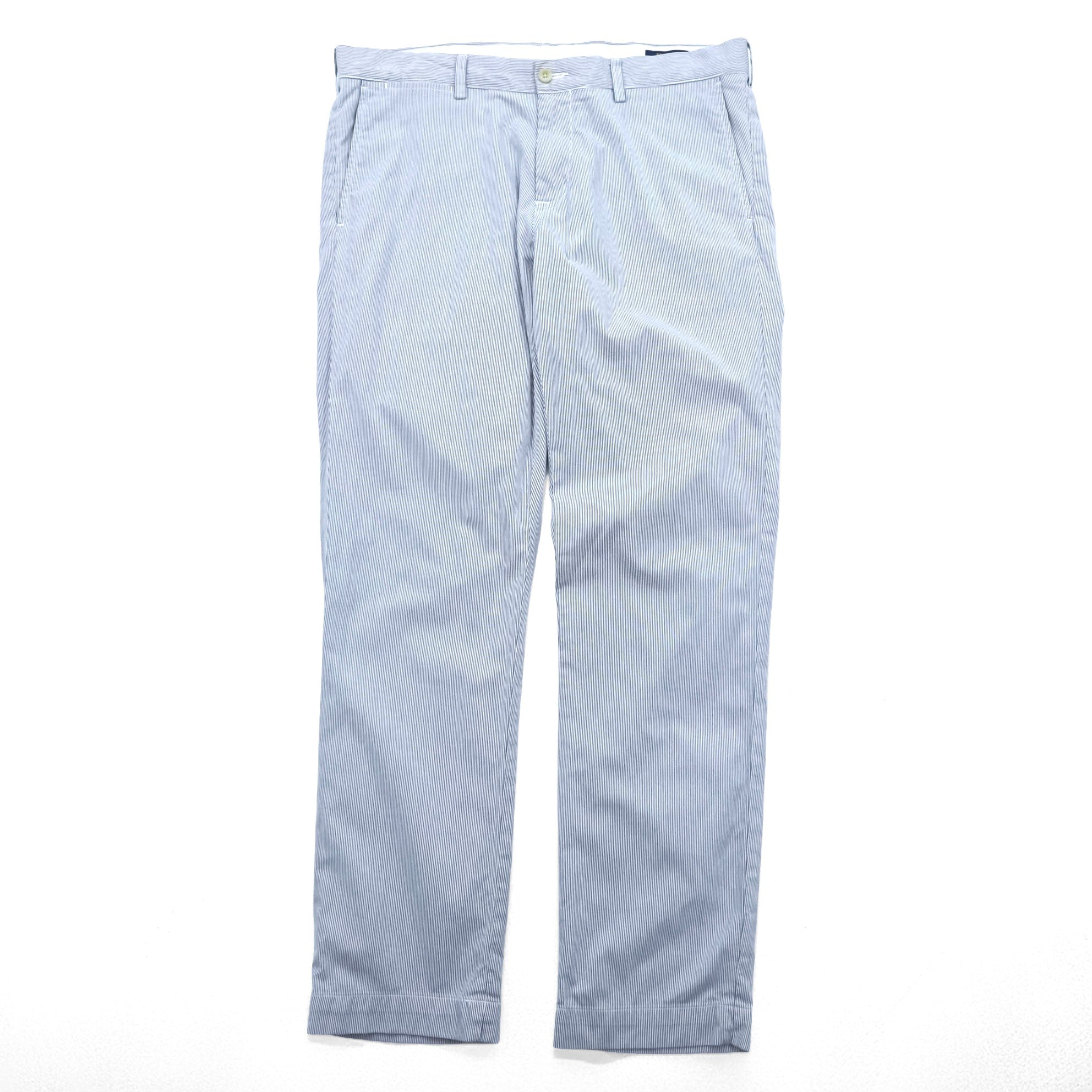 Polo Ralph Lauren シアサッカー ストライプ スラックス パンツ L ブルー ホワイト