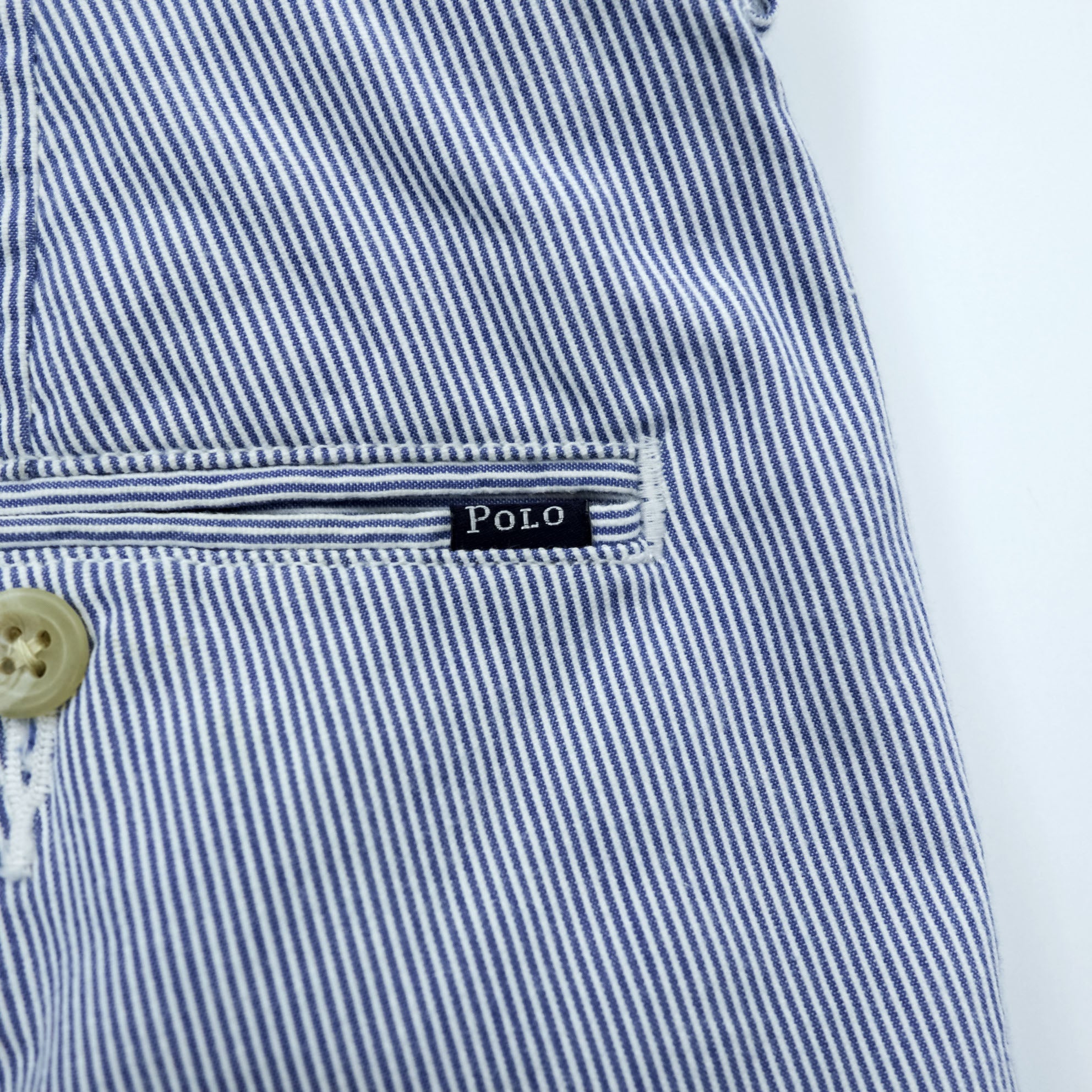 Polo Ralph Lauren シアサッカー ストライプ スラックス パンツ L ブルー ホワイト