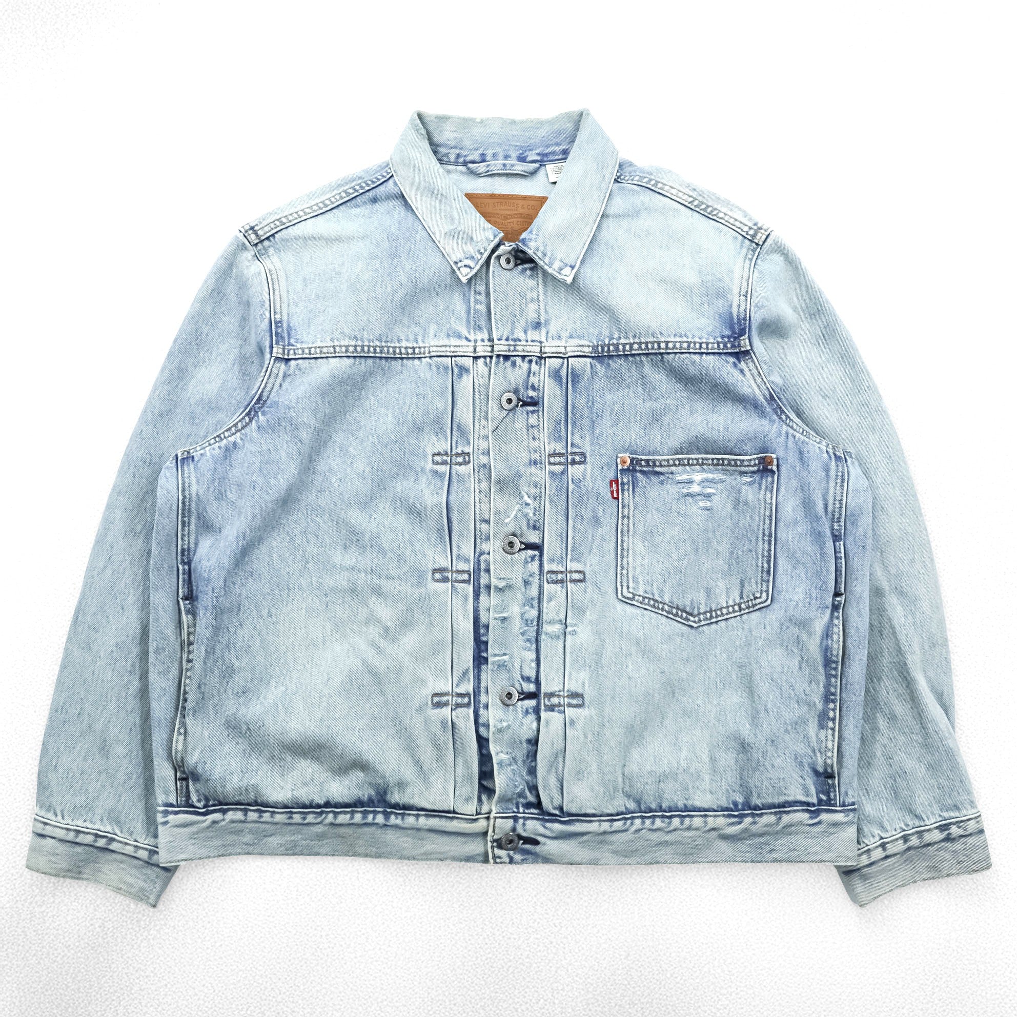 Levi's 大戦モデル 1stタイプ ビッグE ダメージ加工 デニム トラッカージャケット TYPEⅠ Gジャン XL シンチバック 短丈 ダブルプリーツ PREMIUM A3174-0006
