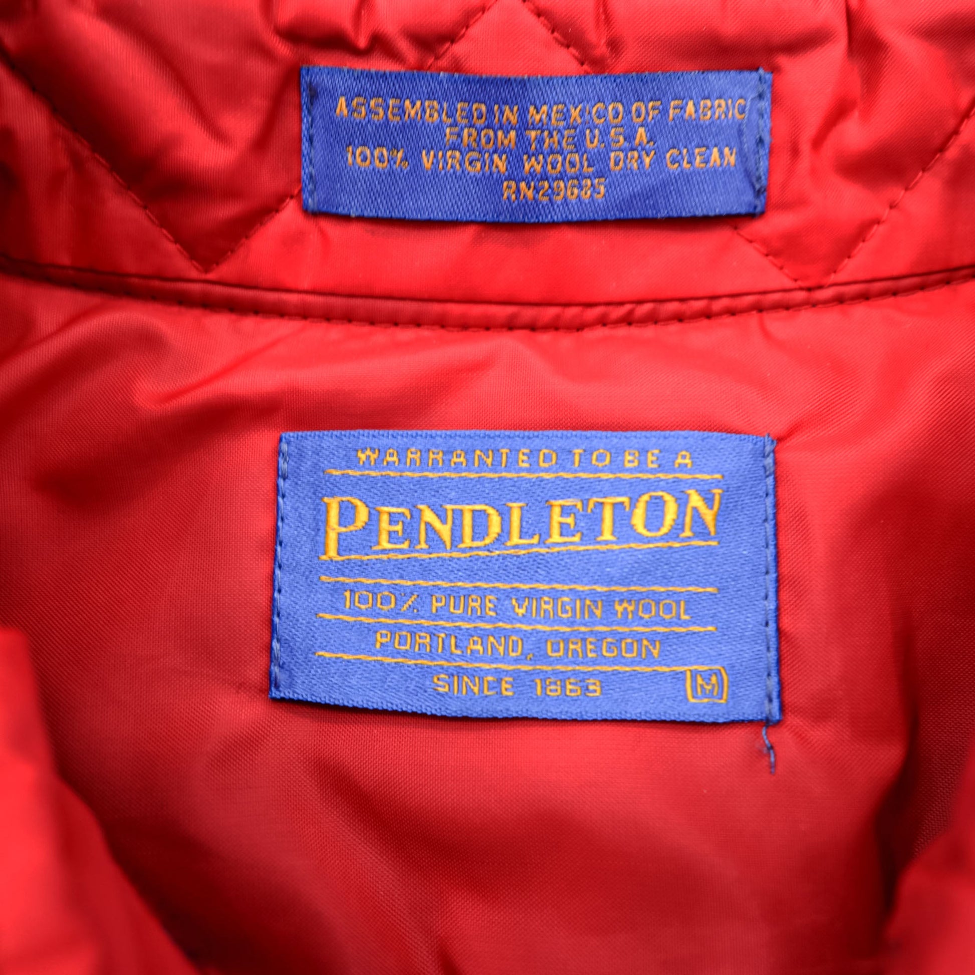 PENDLETON フランネルシャツ 長袖 ウールシャツ M チェック レッド 胸ポケット VIRGIN WOOL