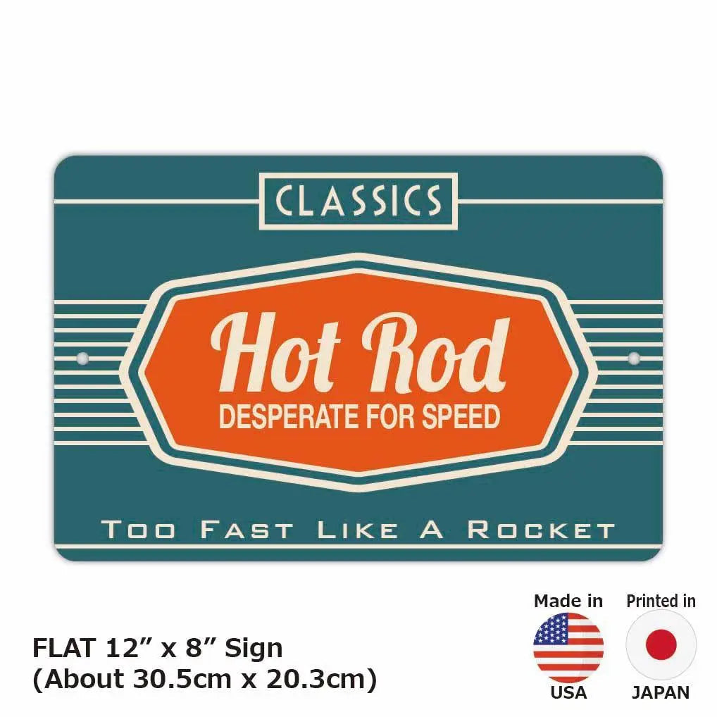 [Insegna rettangolare] Insegna retrò Hot Rod/Insegna americana originale (circa 20x30 cm)