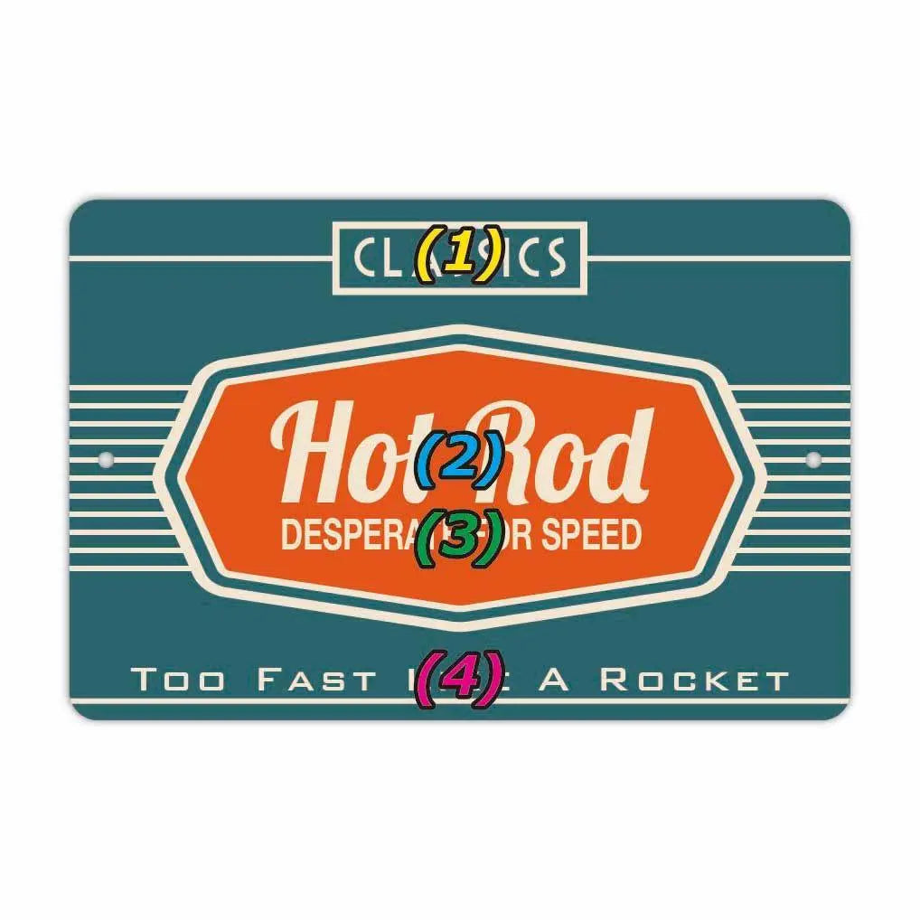 [Insegna rettangolare] Insegna retrò Hot Rod/Insegna americana originale (circa 20x30 cm)