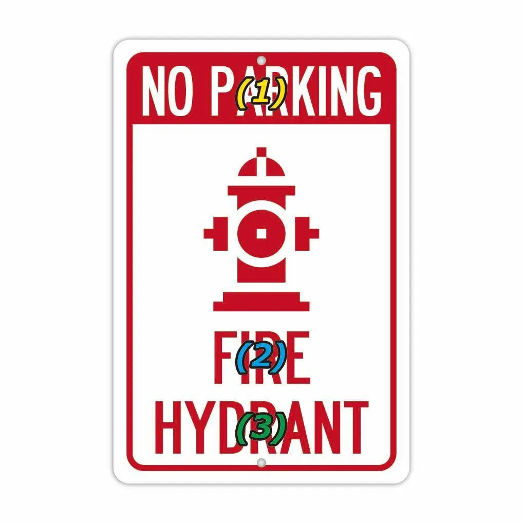 【Insegna rettangolare】Divieto di parcheggio per idrante antincendio/Insegna originale americana (circa 20x30 cm)