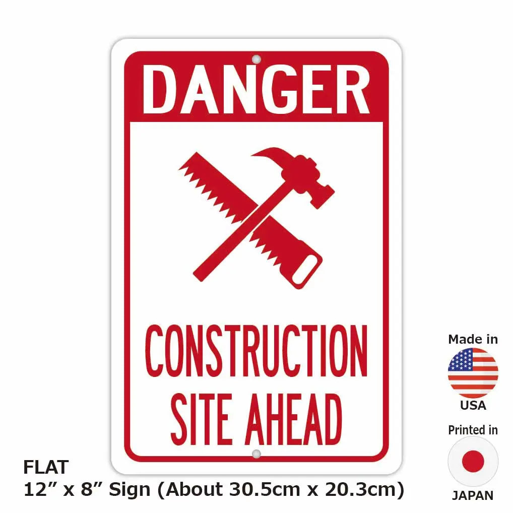【Insegna rettangolare】Attenzione! Cantiere più avanti/Insegna originale americana (circa 20x30 cm)