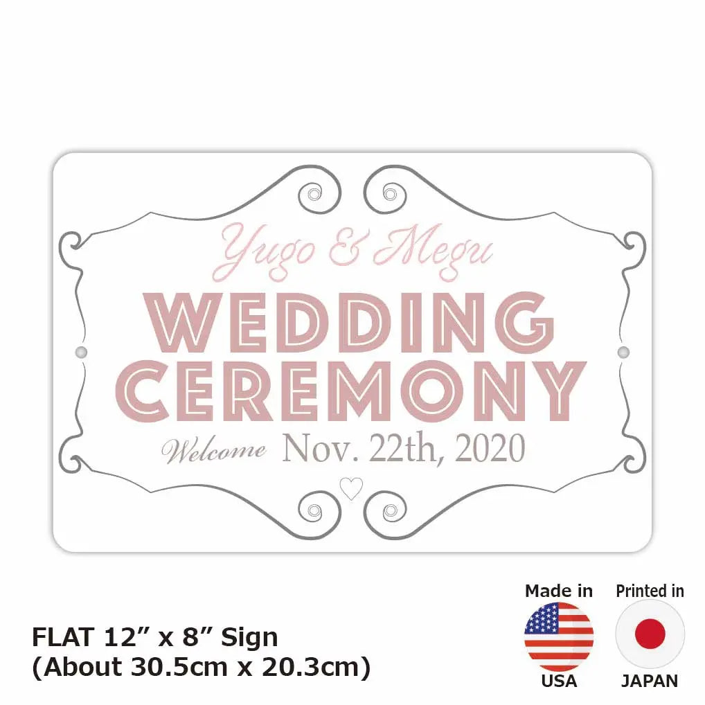 [Insegna rettangolare] Lavagna di benvenuto per matrimonio – Rosa / Insegna originale americana (circa 20x30 cm)