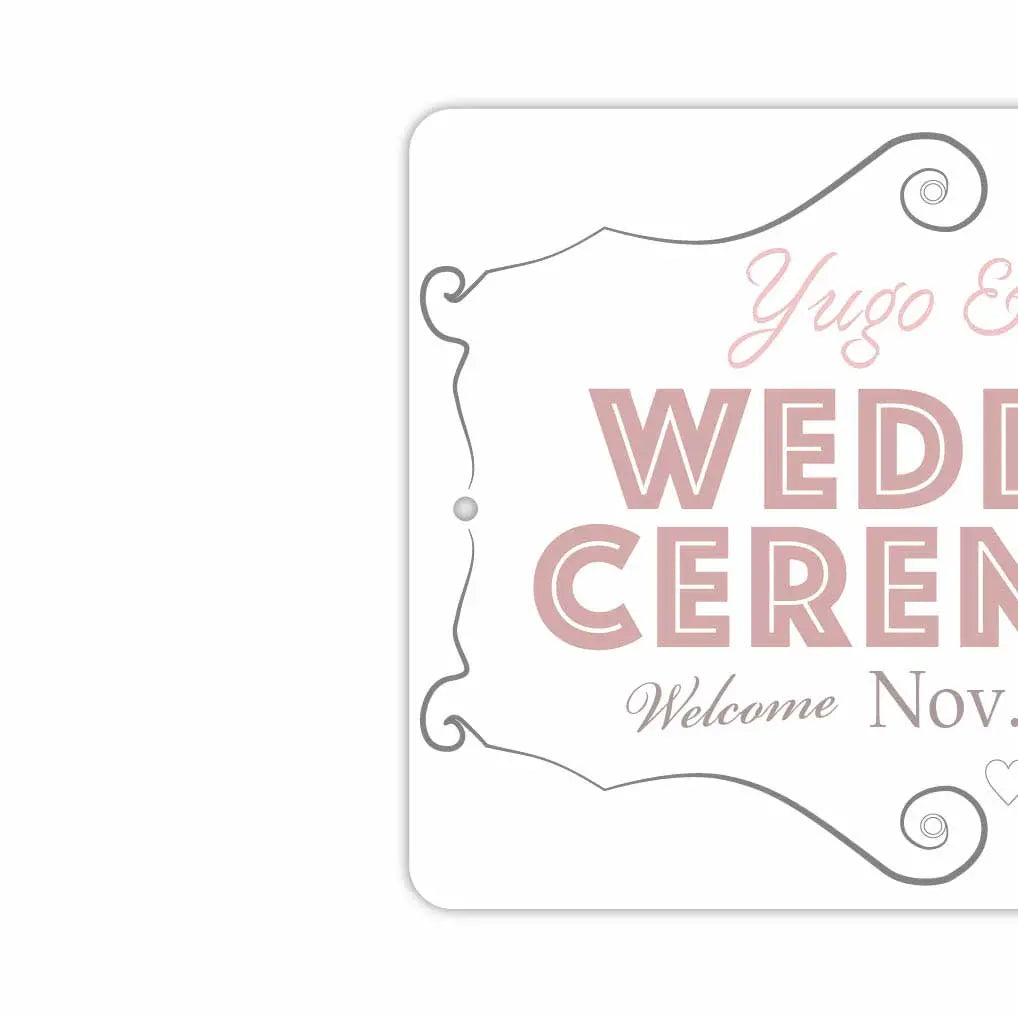 [Insegna rettangolare] Lavagna di benvenuto per matrimonio – Rosa / Insegna originale americana (circa 20x30 cm)