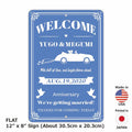 【Insegna rettangolare】Wedding Welcome Board - Car Blue / Insegna originale americana (circa 20x30 cm)