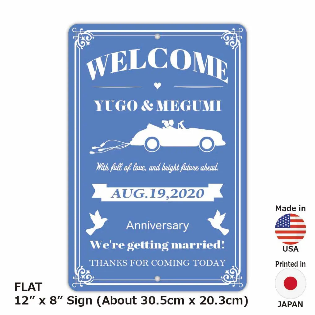 【Insegna rettangolare】Wedding Welcome Board - Car Blue / Insegna originale americana (circa 20x30 cm)