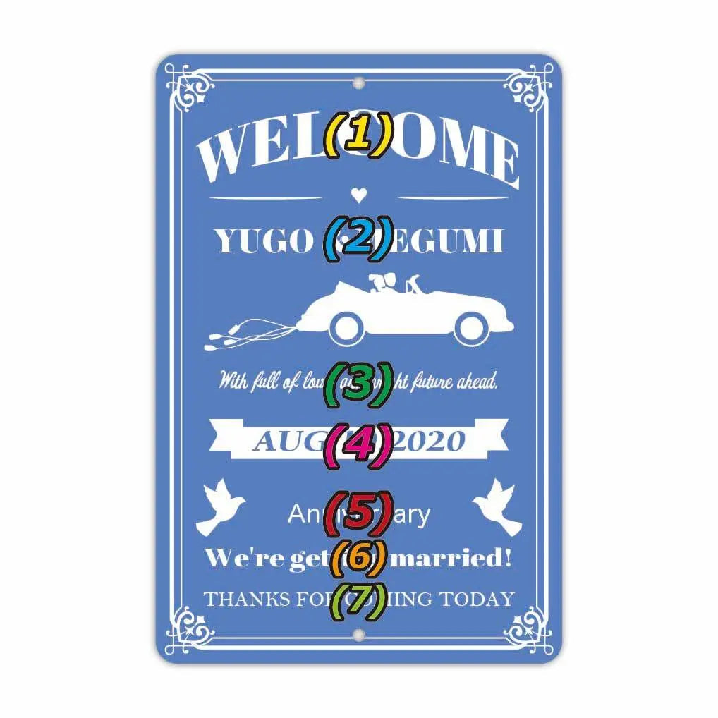 【Insegna rettangolare】Wedding Welcome Board - Car Blue / Insegna originale americana (circa 20x30 cm)