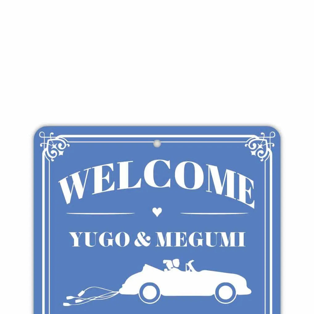 【Insegna rettangolare】Wedding Welcome Board - Car Blue / Insegna originale americana (circa 20x30 cm)