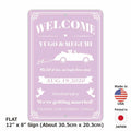 【Insegna rettangolare】Benvenuto matrimonio - Auto rosa/Insegna originale americana (circa 20x30 cm)