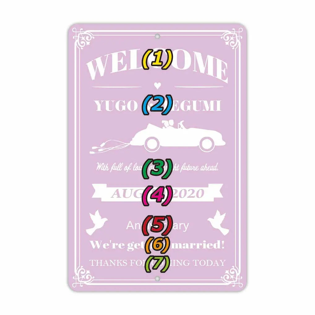【Insegna rettangolare】Benvenuto matrimonio - Auto rosa/Insegna originale americana (circa 20x30 cm)