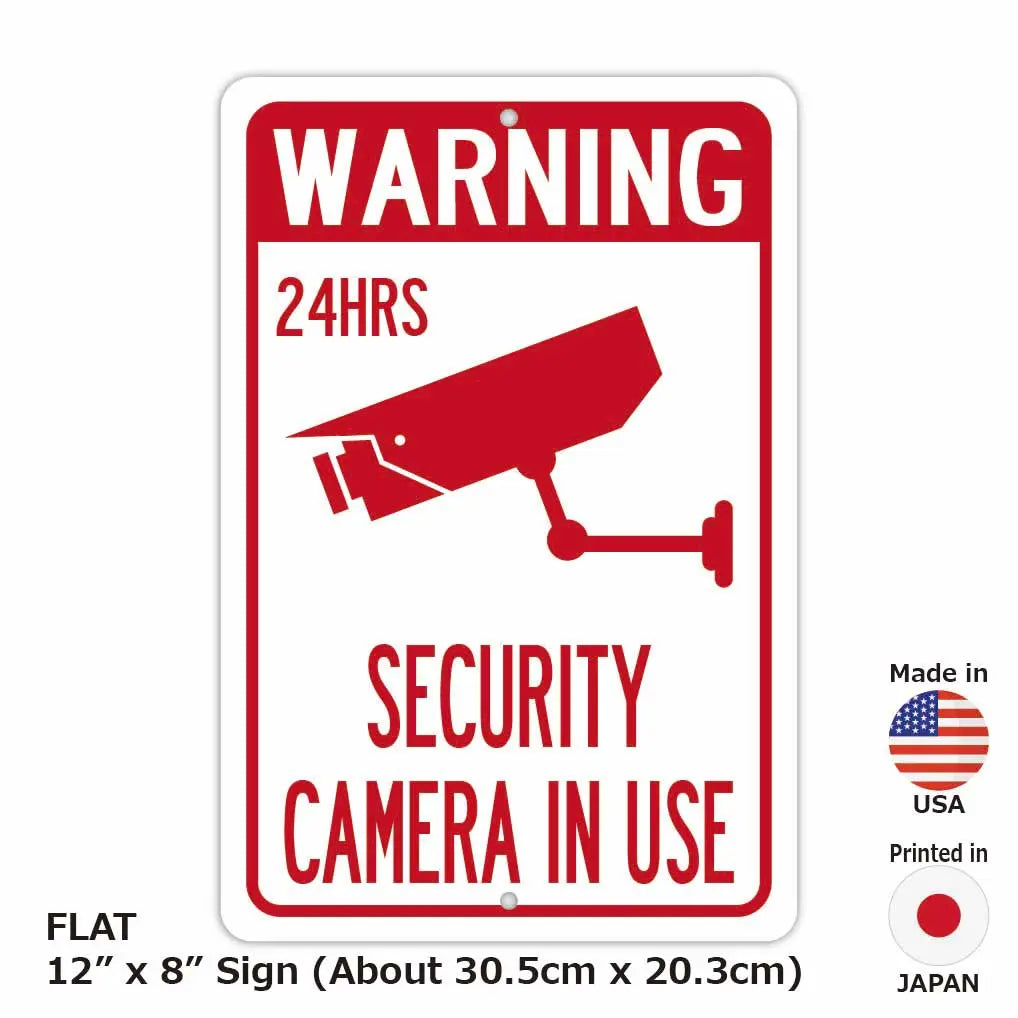 【Targa Rettangolare】Attenzione! Telecamere di sicurezza in funzione/Targa originale americana (circa 20x30 cm)