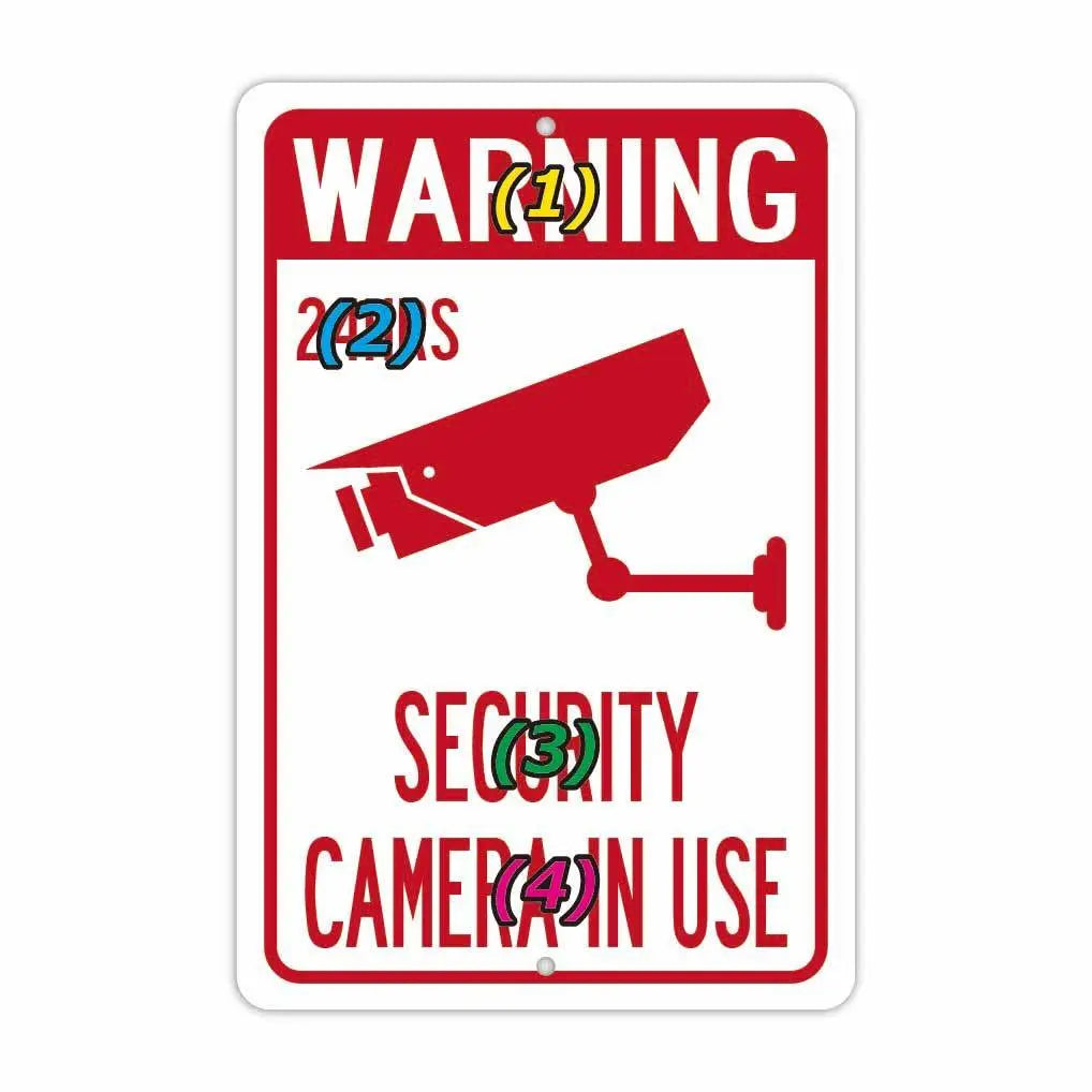 【Targa Rettangolare】Attenzione! Telecamere di sicurezza in funzione/Targa originale americana (circa 20x30 cm)