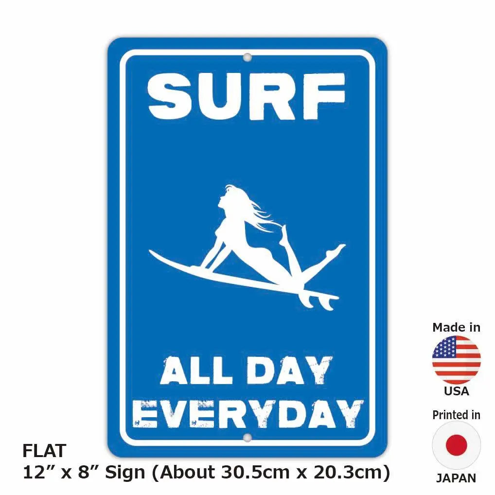 【Insegna rettangolare】Surf tutti i giorni, tutto il giorno / Insegna originale Made in USA (circa 20x30cm)