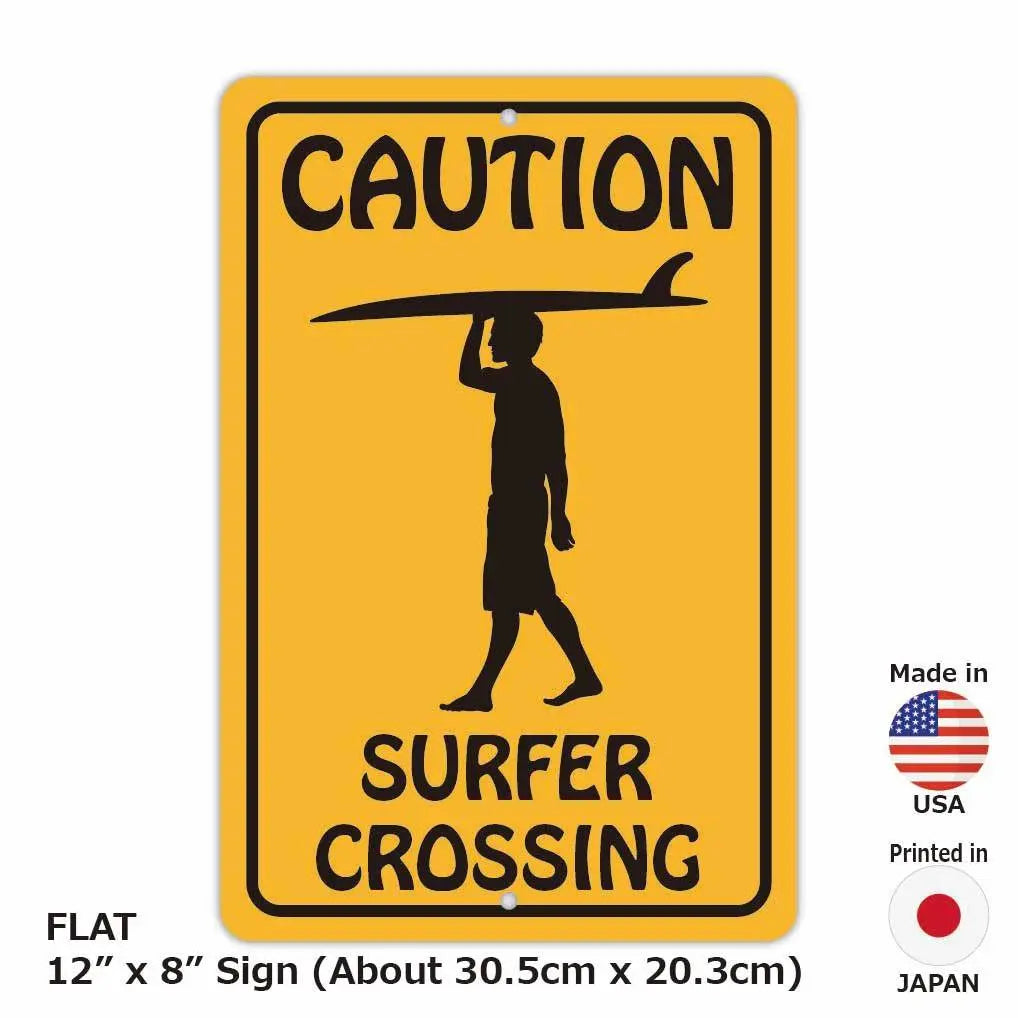 【Targhetta rettangolare】SURFER CROSSING/Targa originale americana (circa 20x30 cm)