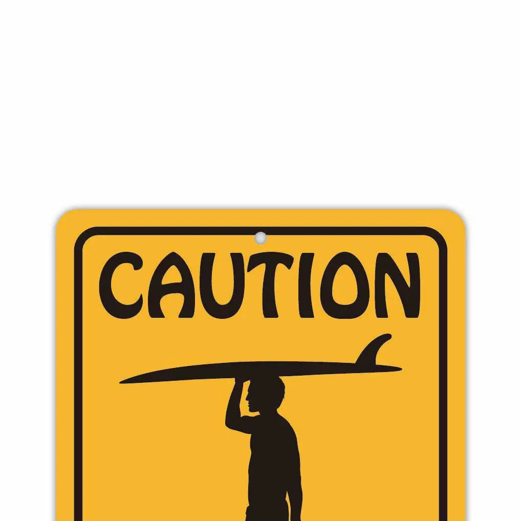 【Targhetta rettangolare】SURFER CROSSING/Targa originale americana (circa 20x30 cm)