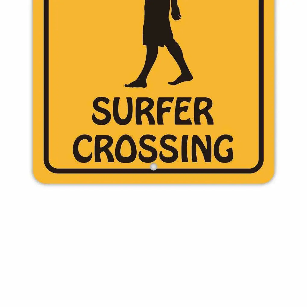 【Targhetta rettangolare】SURFER CROSSING/Targa originale americana (circa 20x30 cm)