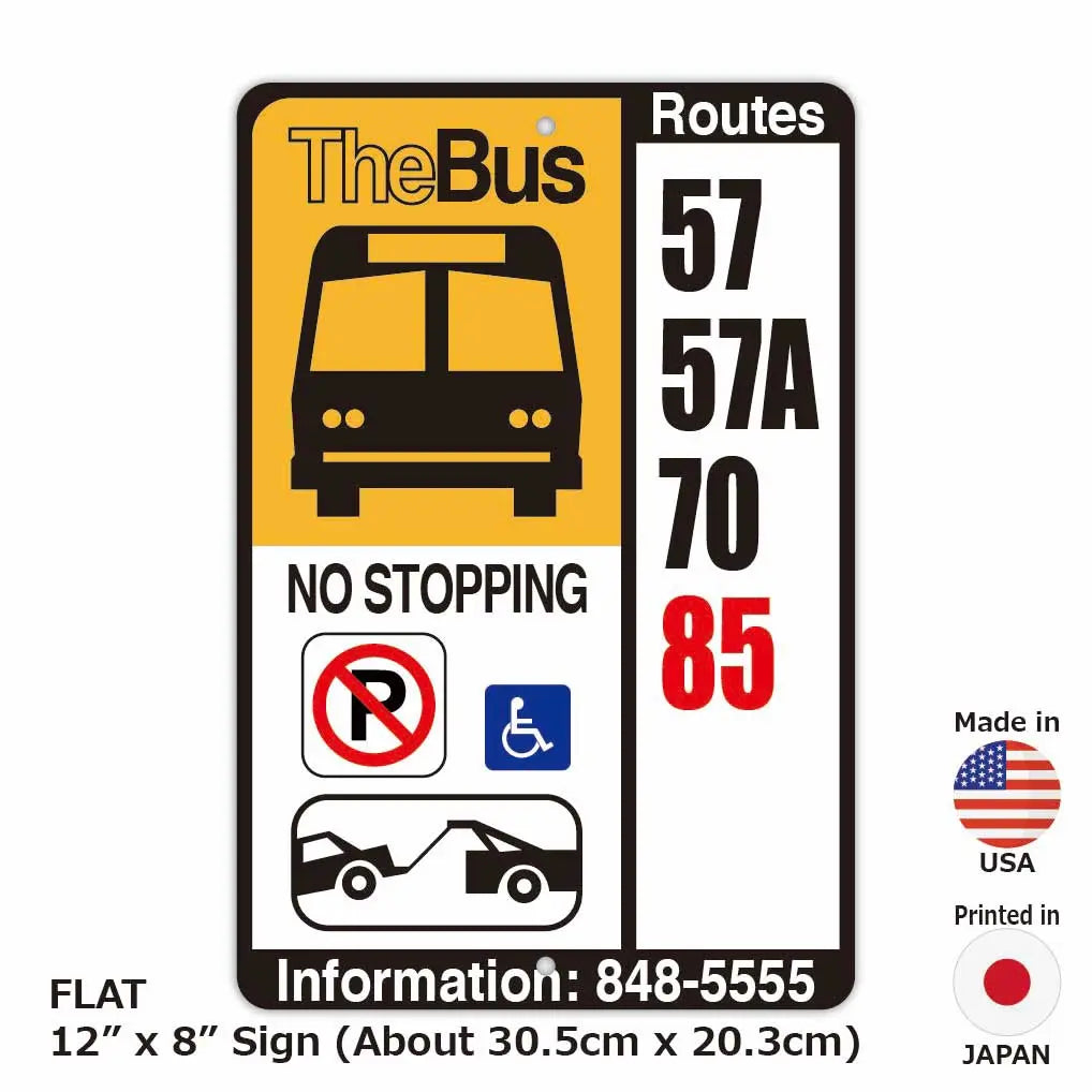【Insegna rettangolare】Fermata dell'autobus delle Hawaii/Insegna originale americana (circa 20x30 cm)
