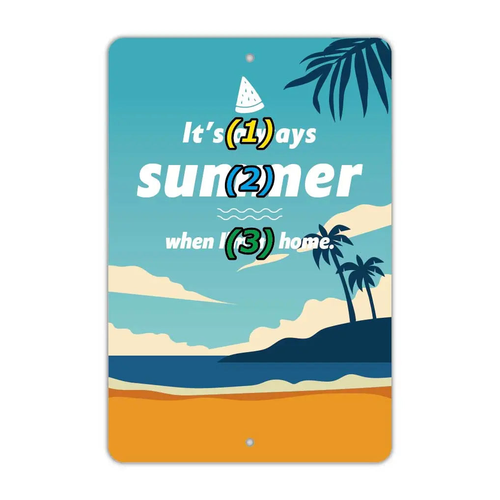 [Insegna rettangolare] Palma e spiaggia / Insegna originale americana (circa 20x30 cm)
