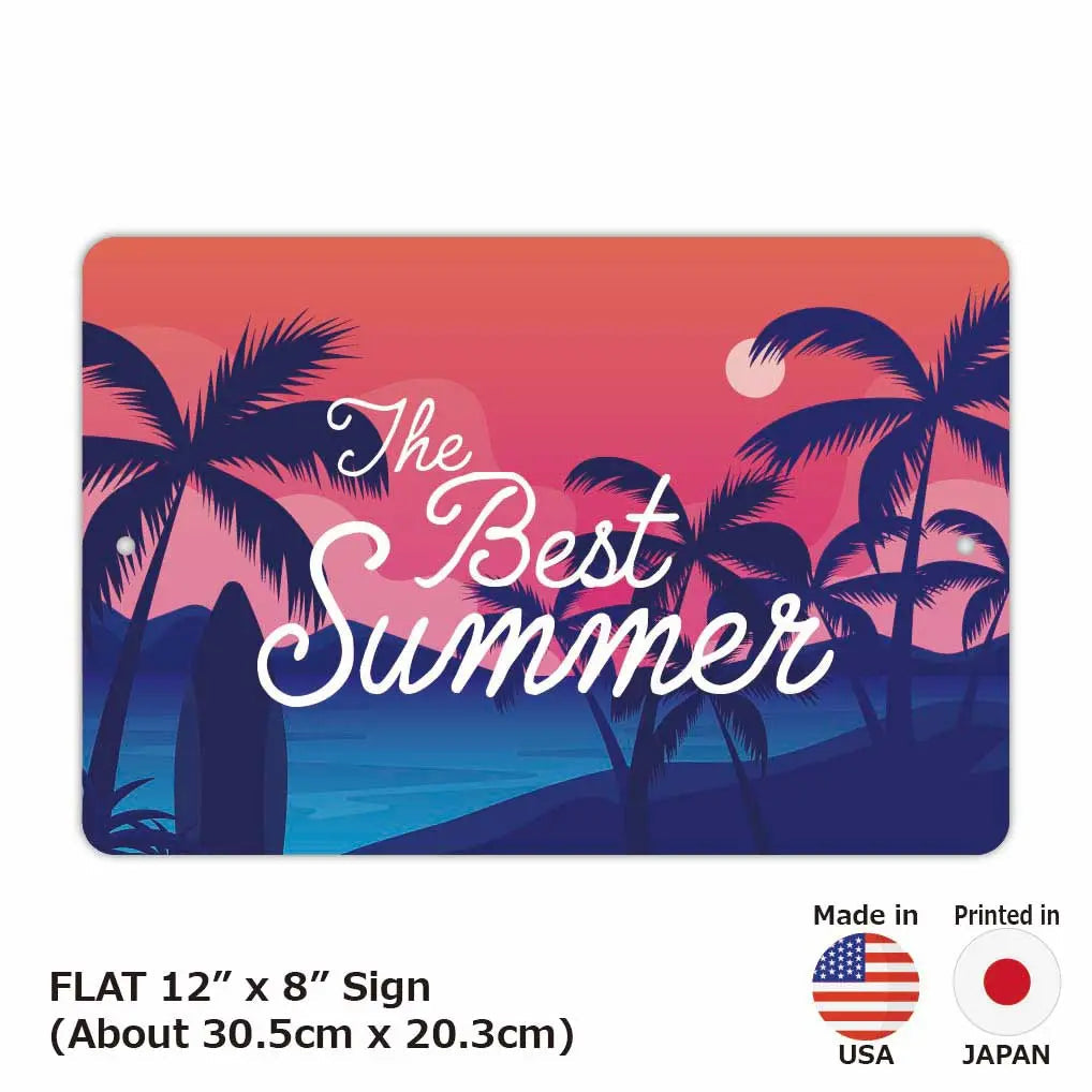 【Targa Rettangolare】Palme e Tramonto/Targa Originale Americana (circa 20x30cm)