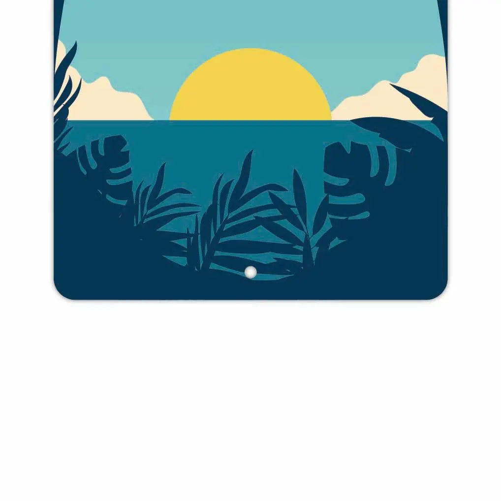 【Insegna rettangolare】Tramonto e palme / Insegna originale di fabbricazione americana (circa 20x30 cm)