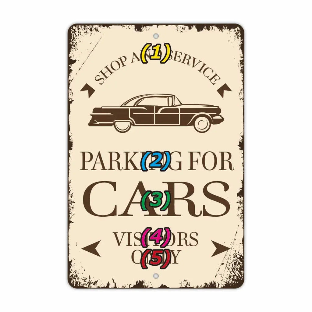 【長方形看板】クラシックパーキングサイン・車/アメリカ製オリジナル看板(約20x30cm)