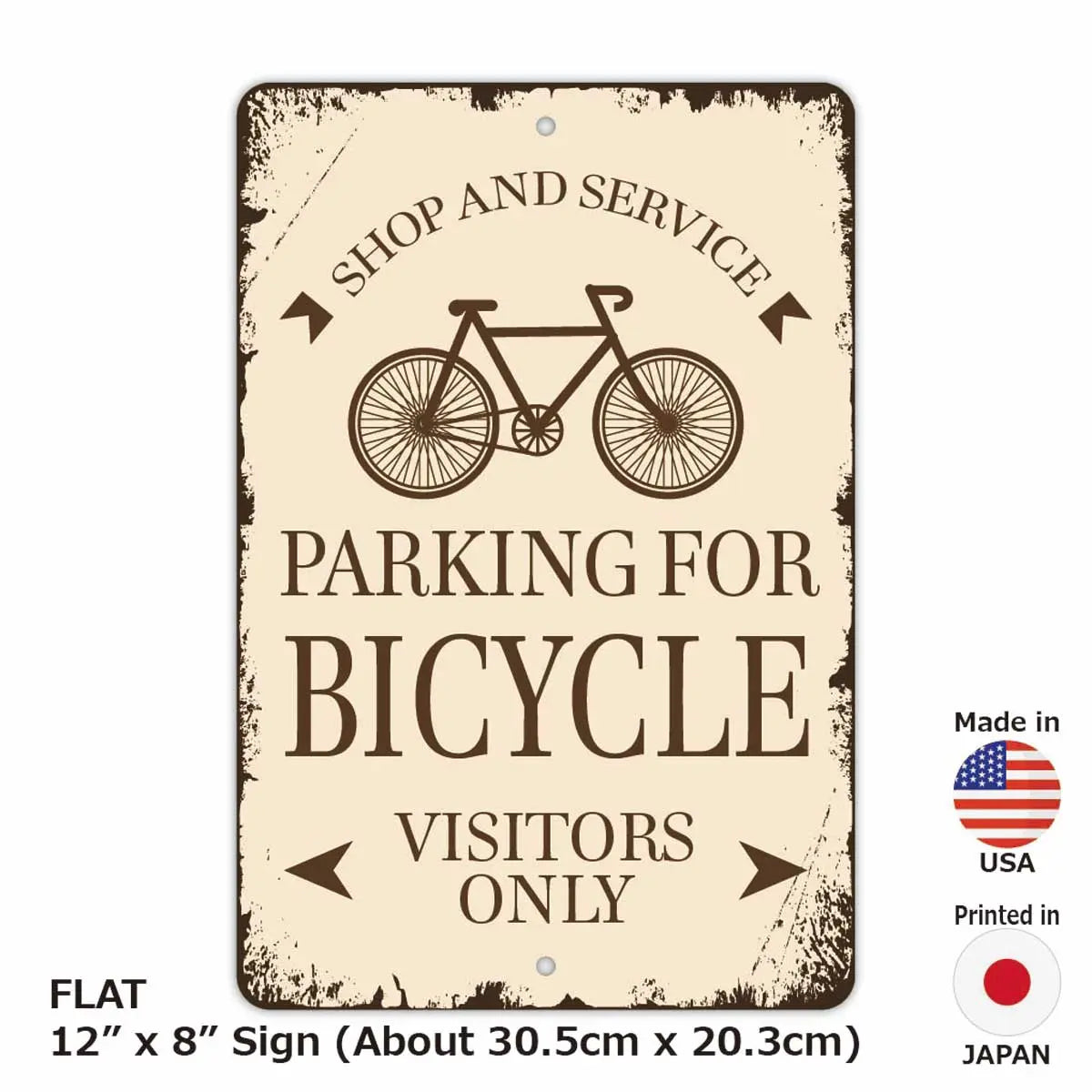 [Cartello rettangolare] Classica insegna parcheggio bici/Cartello originale americano (circa 20x30 cm)