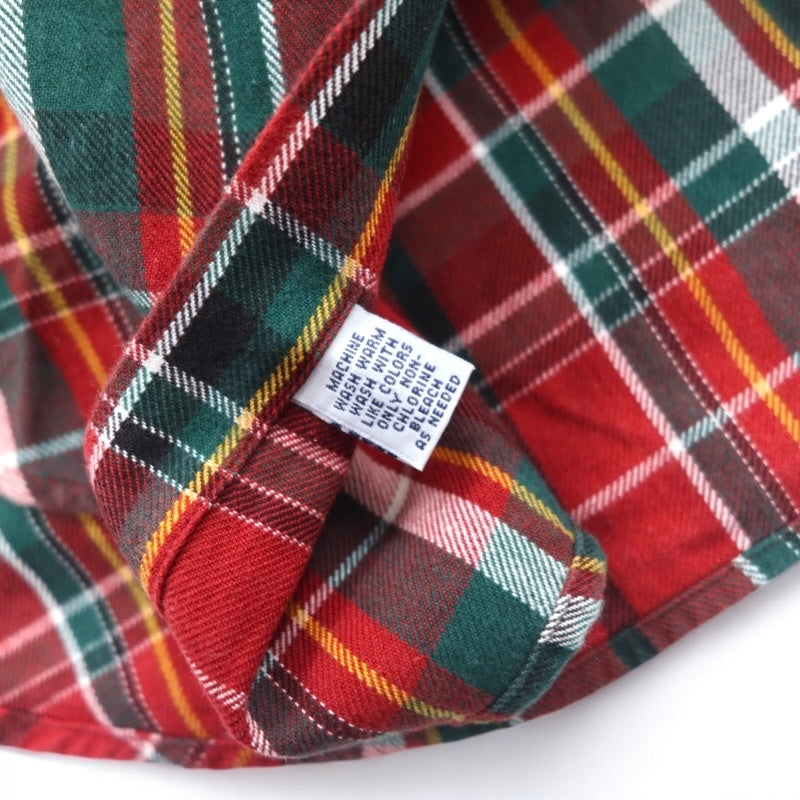RALPH LAUREN anni '90 camicia flanella button-down BLAIRE L quadri rossa ricamo piccolo pony