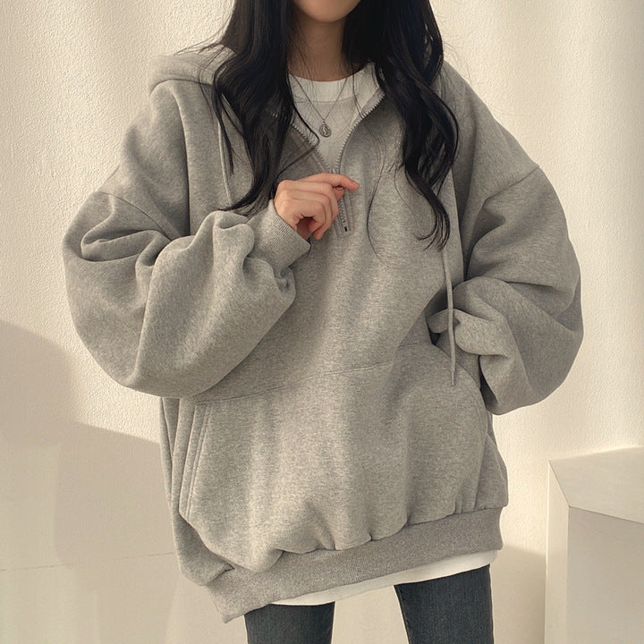 Felpa con cappuccio autunnale/invernale da donna, pullover, top, con cappuccio, casual, oversize, molto popolare su Instagram.