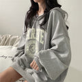 Felpa da donna con cappuccio autunno/inverno, maglione pullover, top casual oversize con logo a lettere.