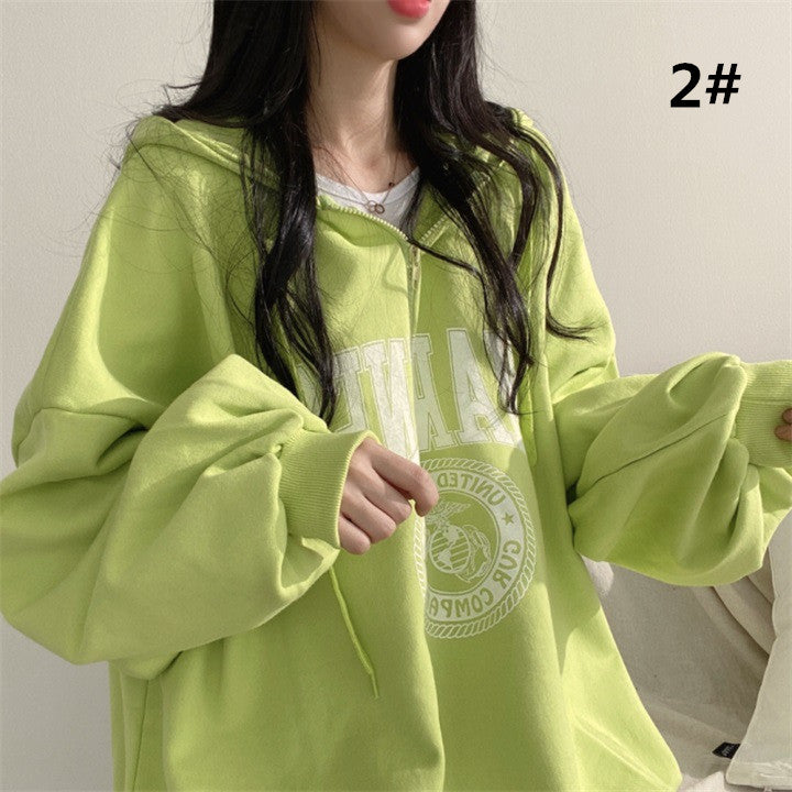Felpa da donna con cappuccio autunno/inverno, maglione pullover, top casual oversize con logo a lettere.